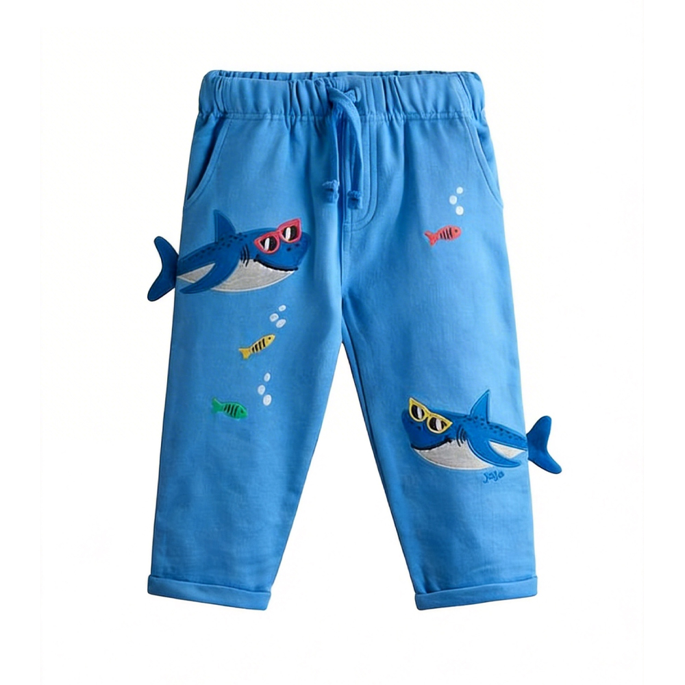 Bebe Boy Applique Knitting Dark Blue Shark Trouser