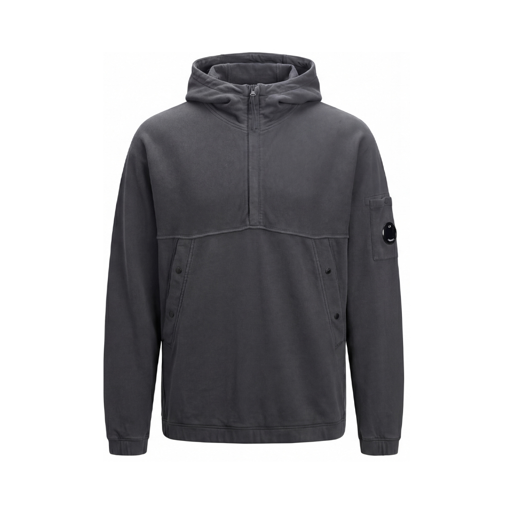 Men's Garment Washing Half Zipper Hoodie Shirt