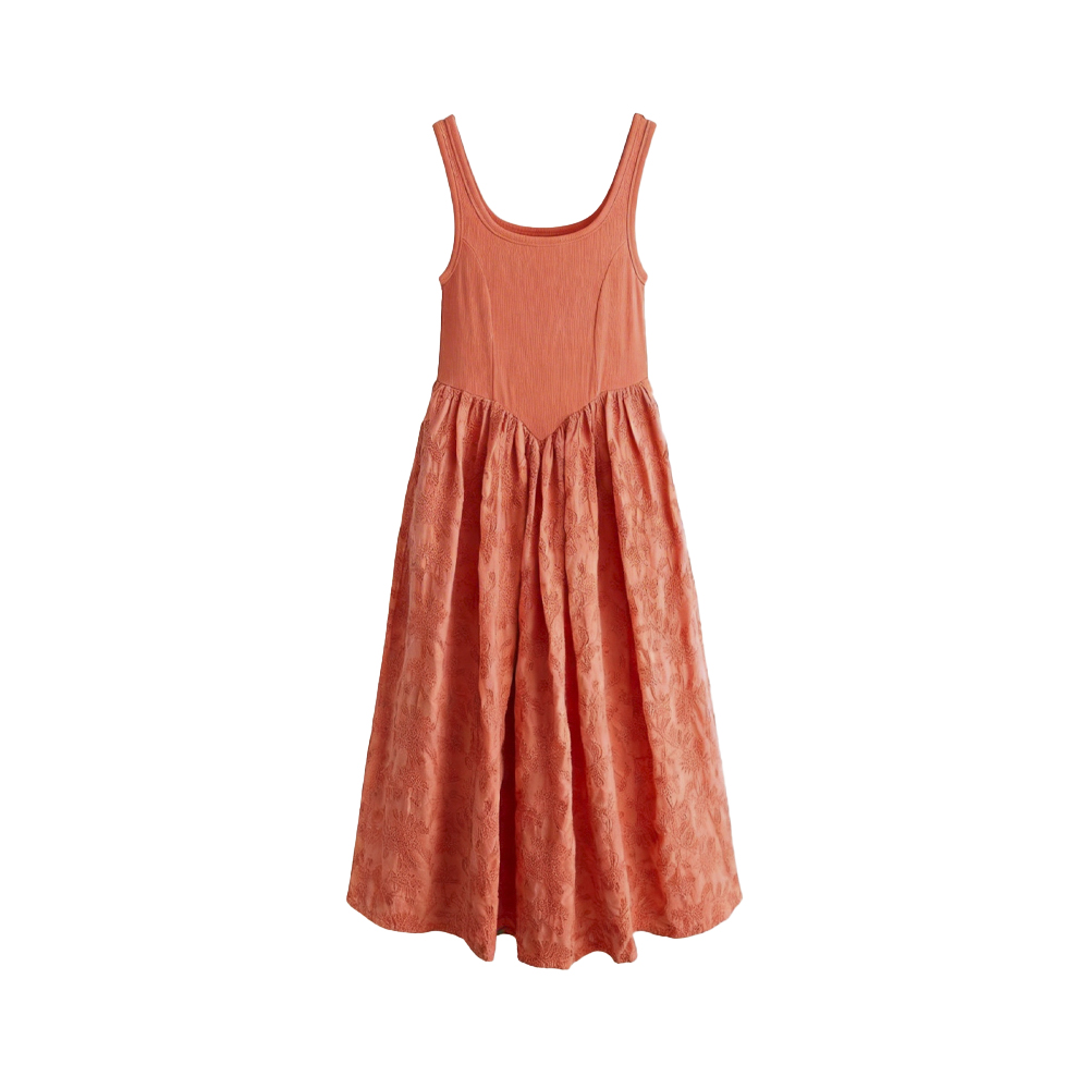 Women's Knitting Woven Combine Long Dress Without Sleeve