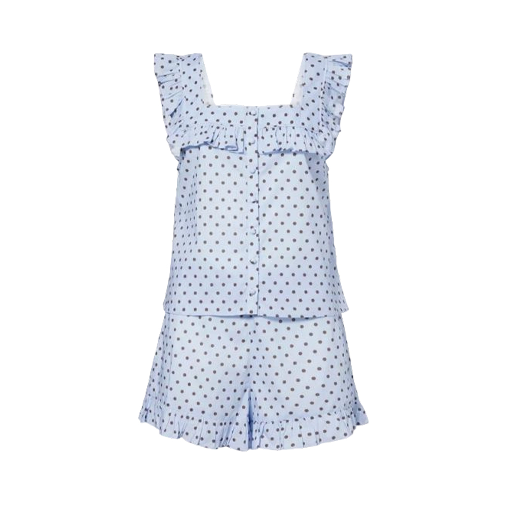 Women's Dot Design Silk Cotton Raffle Pajama Women's Dot Design Silk Cotton Raffle Pajama